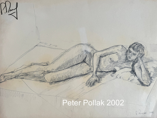 Desnudo sobre cama dibujo original