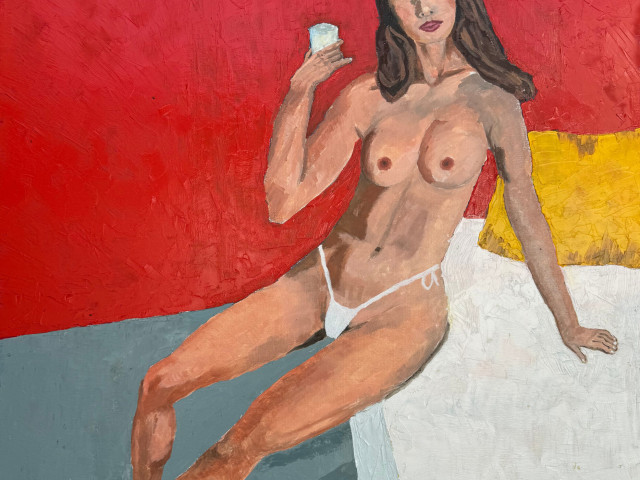 Mujer con vaso