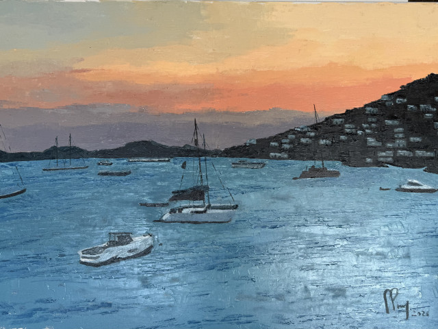 Bahía al atardecer