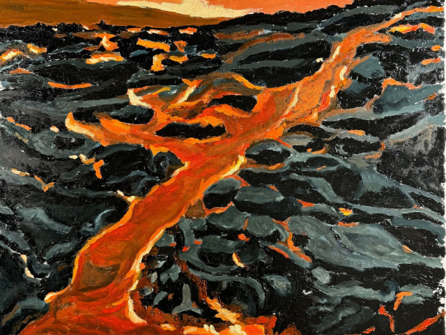 Rio de lava volcanica