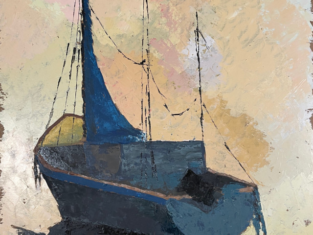 Velero vela azul